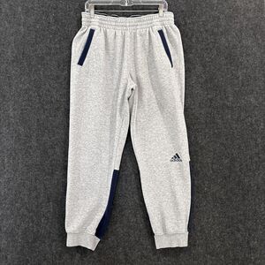 Adidas Joggers Men's Large Gray Athletic Pants Sweatpants Drawstring Comfort